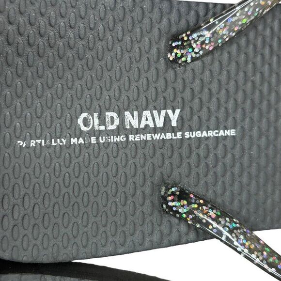 Old Navy Black Black Glitter Slip On Flip Flop Sandal Womens Size 7 M - Picture 10 of 10